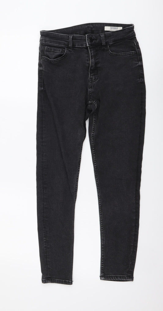 Marks and Spencer Womens Grey Cotton Skinny Jeans Size 8 L25 in Regular Button