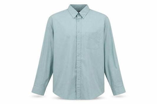 George Mens Green Polyester Button-Up Size 16 Collared Button