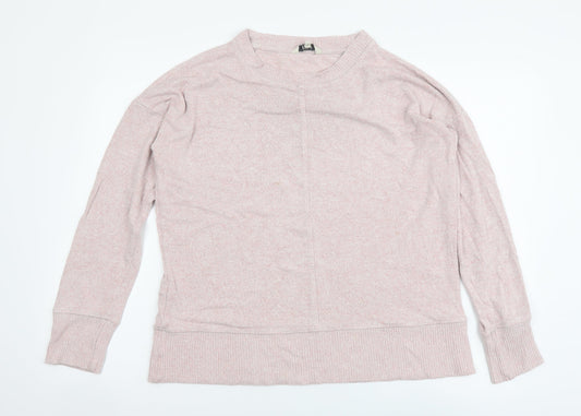 NEXT Womens Pink Round Neck Viscose Henley Jumper Size 14