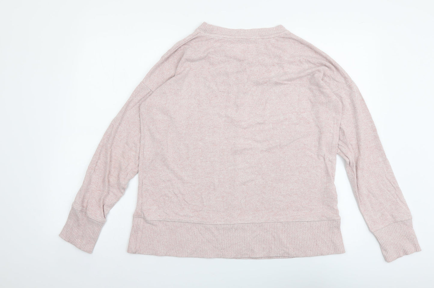 NEXT Womens Pink Round Neck Viscose Henley Jumper Size 14
