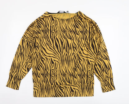 Dorothy Perkins Womens Yellow Round Neck Animal Print Polyester Pullover Jumper Size 12 - Tigger Pattern