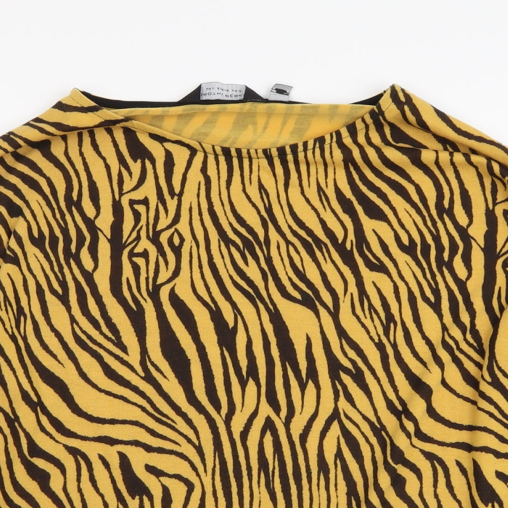 Dorothy Perkins Womens Yellow Round Neck Animal Print Polyester Pullover Jumper Size 12 - Tigger Pattern