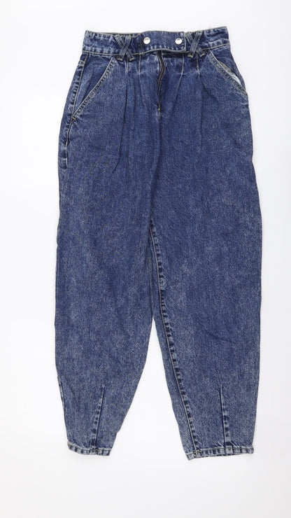 Stradivarius Womens Blue Cotton Mom Jeans Size 26 in L26 in Regular Button