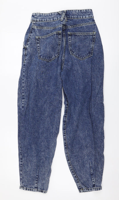 Stradivarius Womens Blue Cotton Mom Jeans Size 26 in L26 in Regular Button