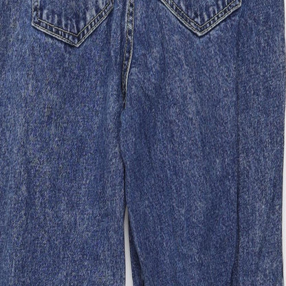 Stradivarius Womens Blue Cotton Mom Jeans Size 26 in L26 in Regular Button