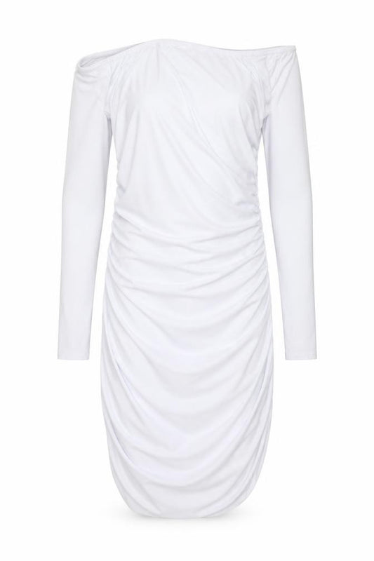 PRETTYLITTLETHING Womens White Polyester Bodycon Size 10 Off the Shoulder Pullover