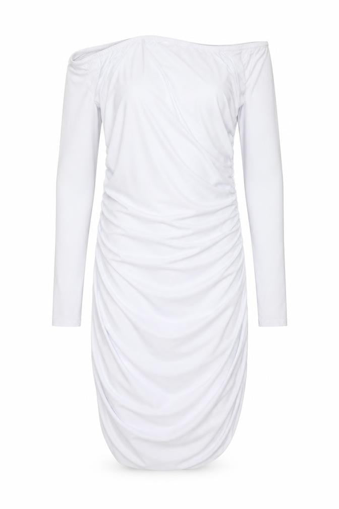 PRETTYLITTLETHING Womens White Polyester Bodycon Size 10 Off the Shoulder Pullover