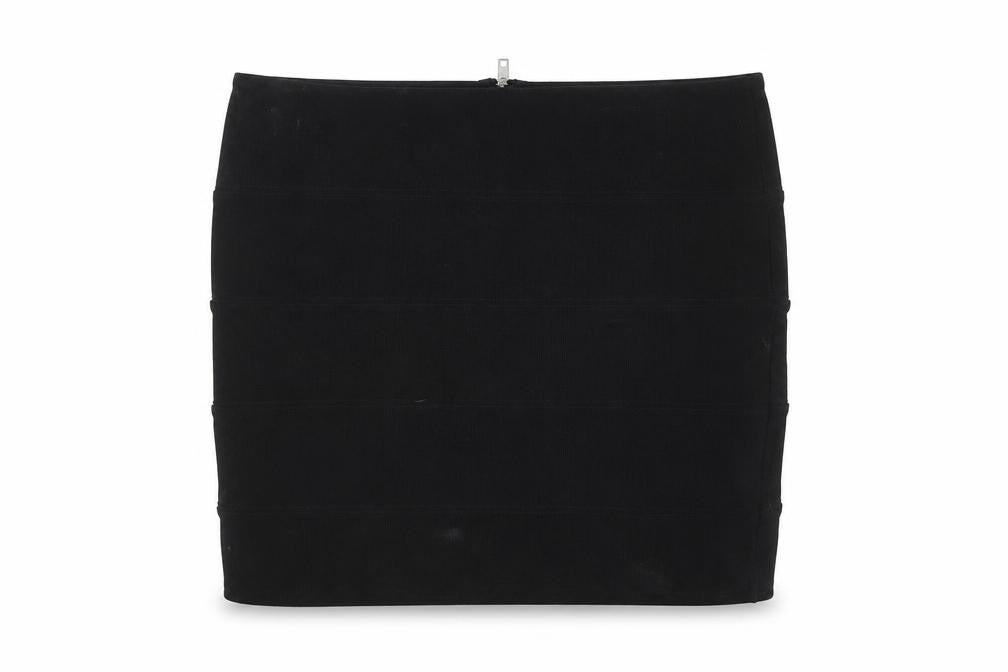 Prewron Womens Black Polyester Mini Skirt Size 30 in Zip