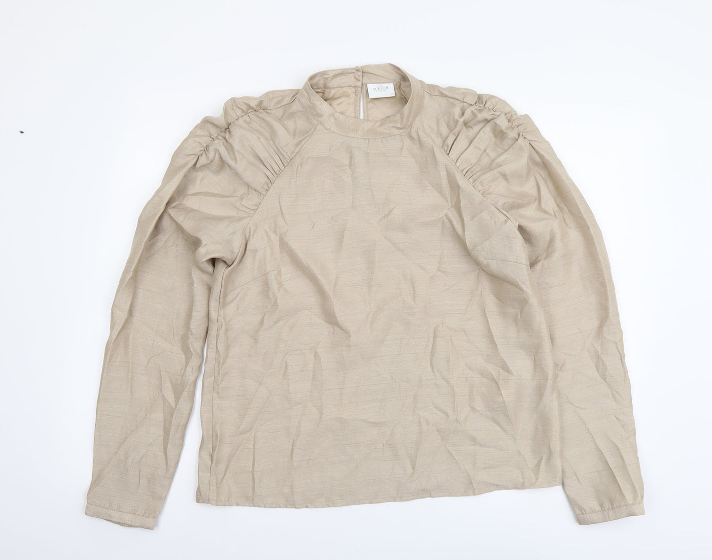 VILA Womens Beige Polyester Basic Blouse Size M Mock Neck