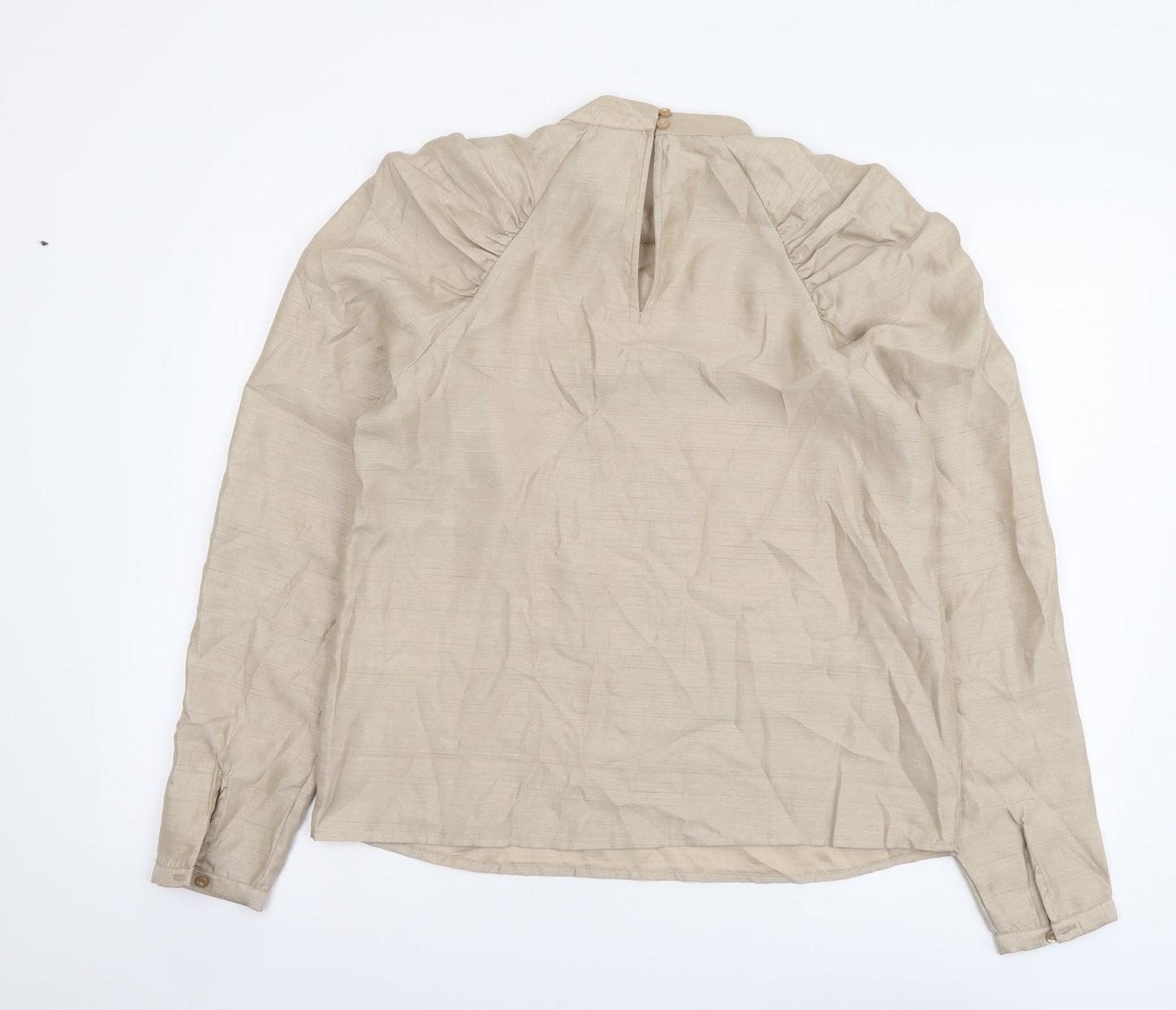 VILA Womens Beige Polyester Basic Blouse Size M Mock Neck