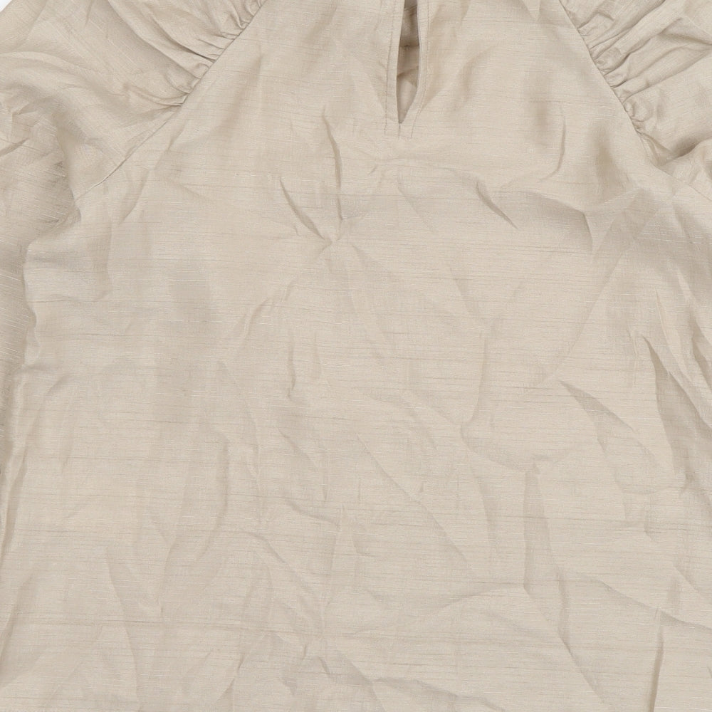 VILA Womens Beige Polyester Basic Blouse Size M Mock Neck