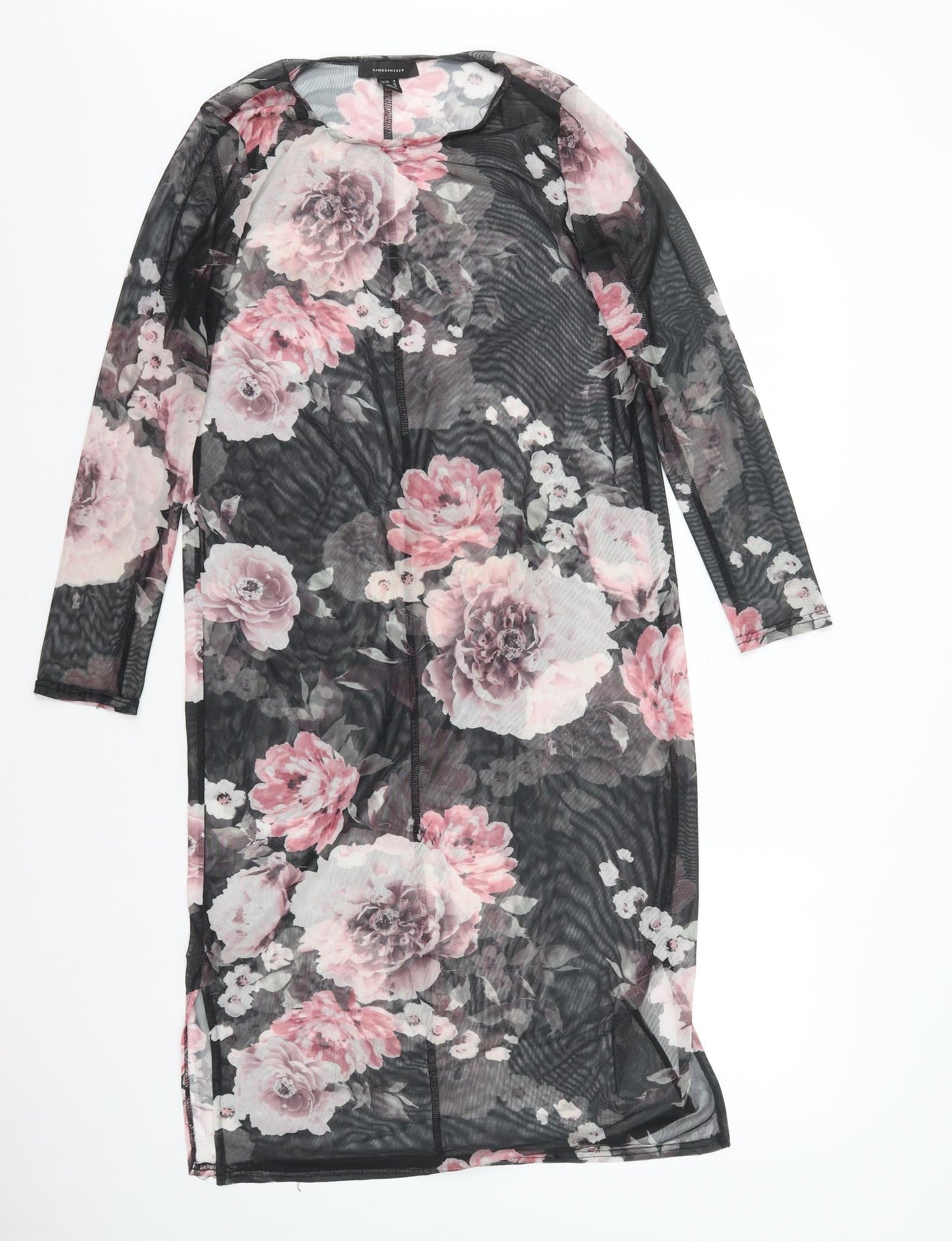 Atmosphere Womens Black Floral Polyester Bodycon Size 10 Round Neck Pullover