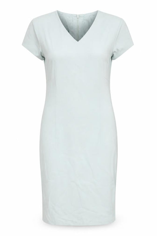 Womens Blue Polyester Pencil Dress Size 8 V-Neck Zip