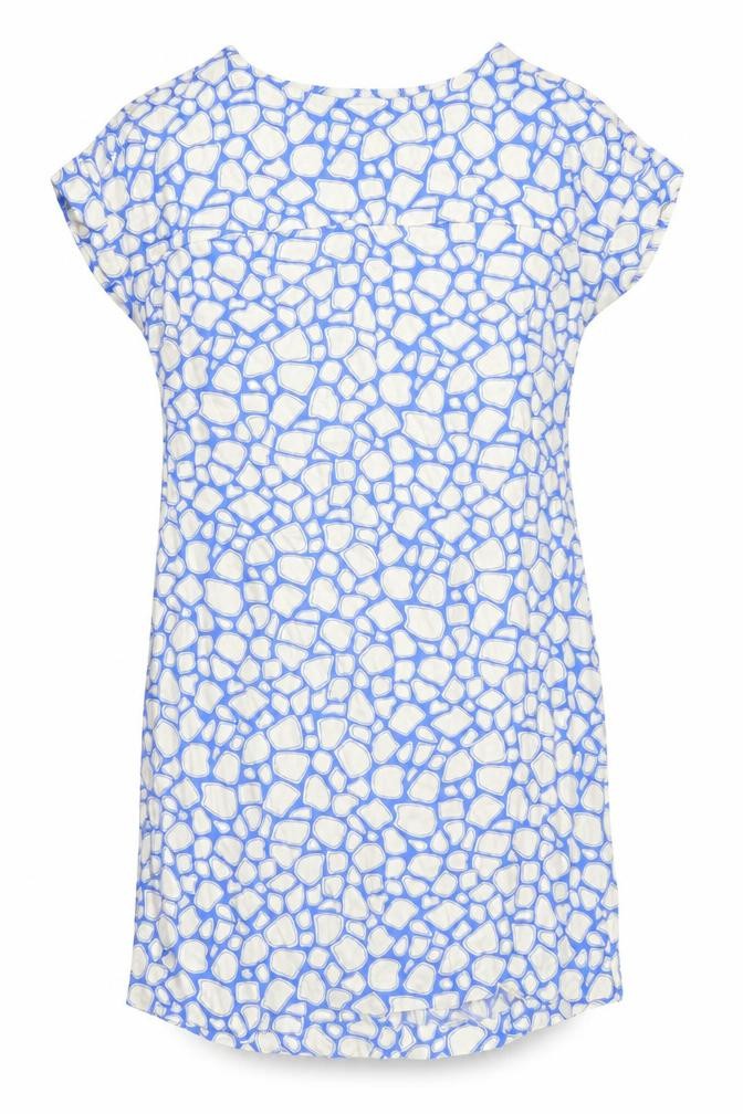 Marks & Spencer Womens Blue Geometric Viscose Shift Size 14 Round Neck Pullover