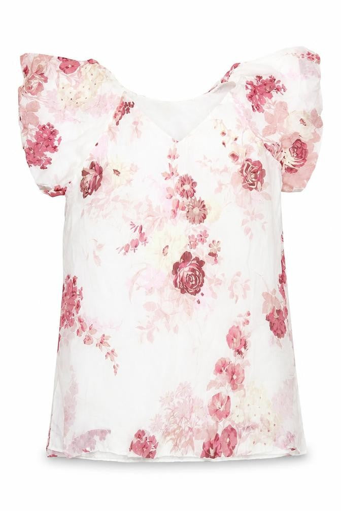 Modern Rarity Womens White Floral Polyester Shift Size 12 V-Neck Pullover