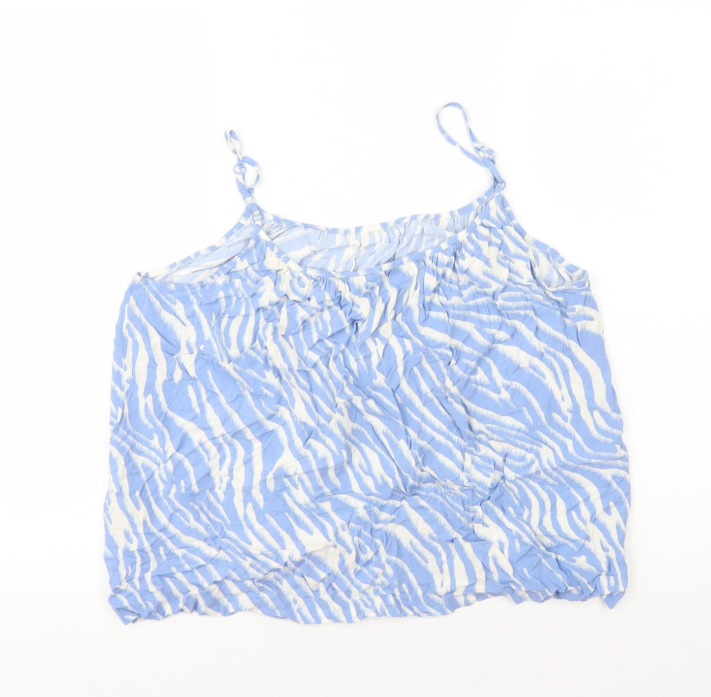 Marks and Spencer Womens Blue Animal Print Cotton Camisole Tank Size 14 Round Neck