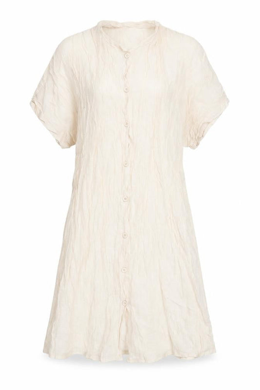 Womens Ivory Polyester A-Line Size 10 Round Neck Button