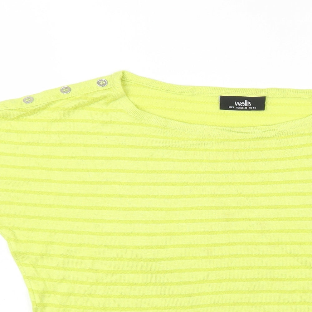 Wallis Womens Green Viscose Basic T-Shirt Size S Round Neck