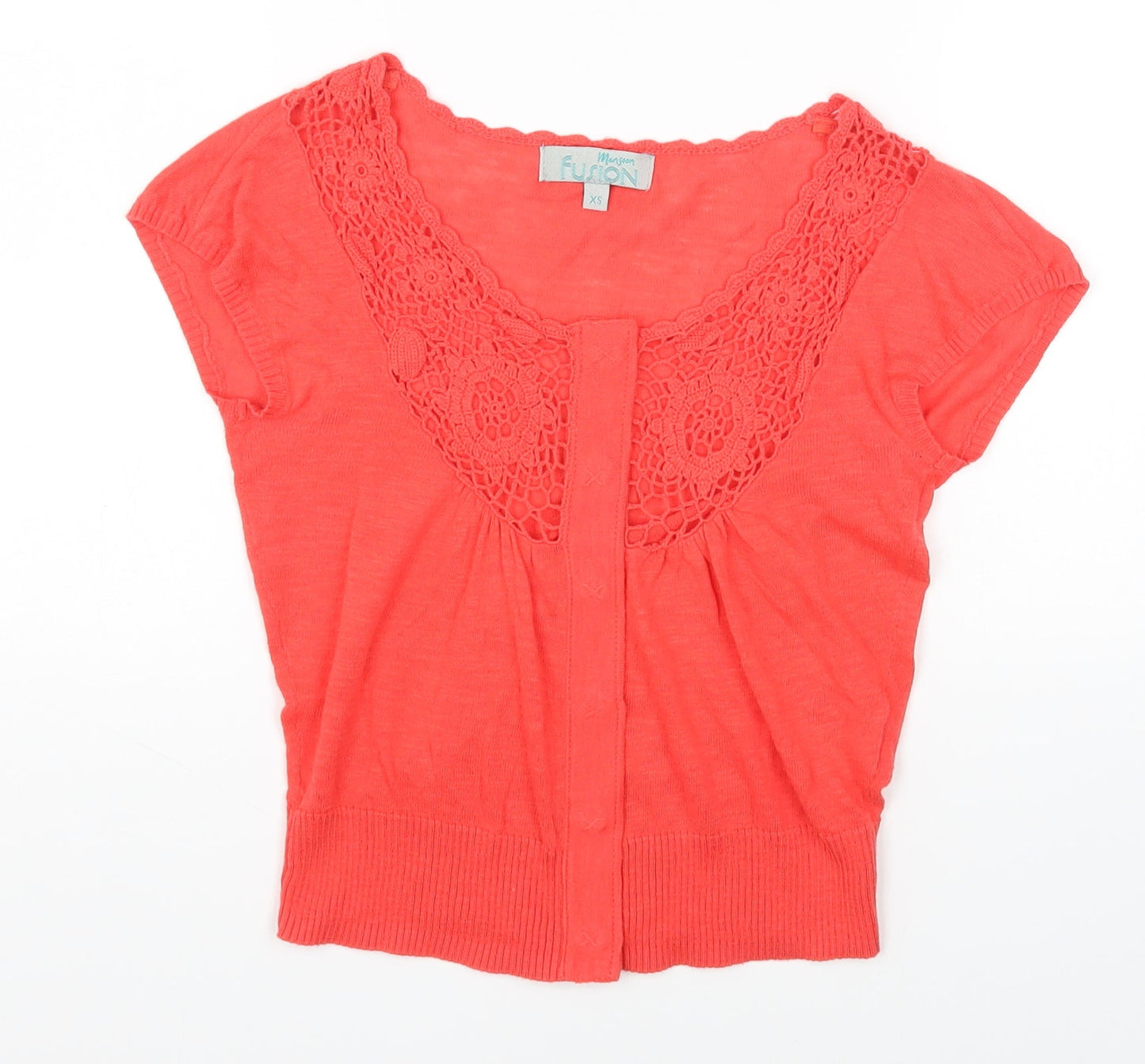 Monsoon Womens Pink Round Neck Cotton Cardigan Jumper Size XS