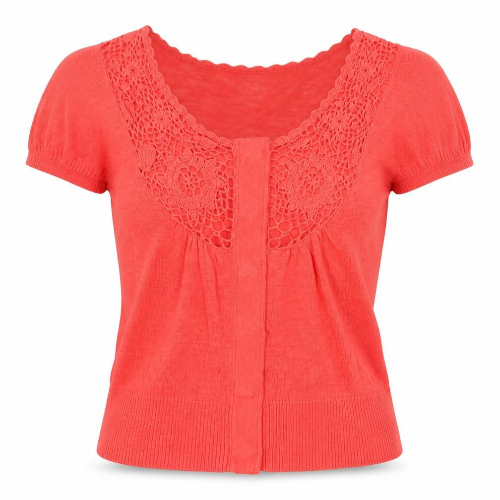 Monsoon Womens Pink Round Neck Cotton Cardigan Jumper Size XS
