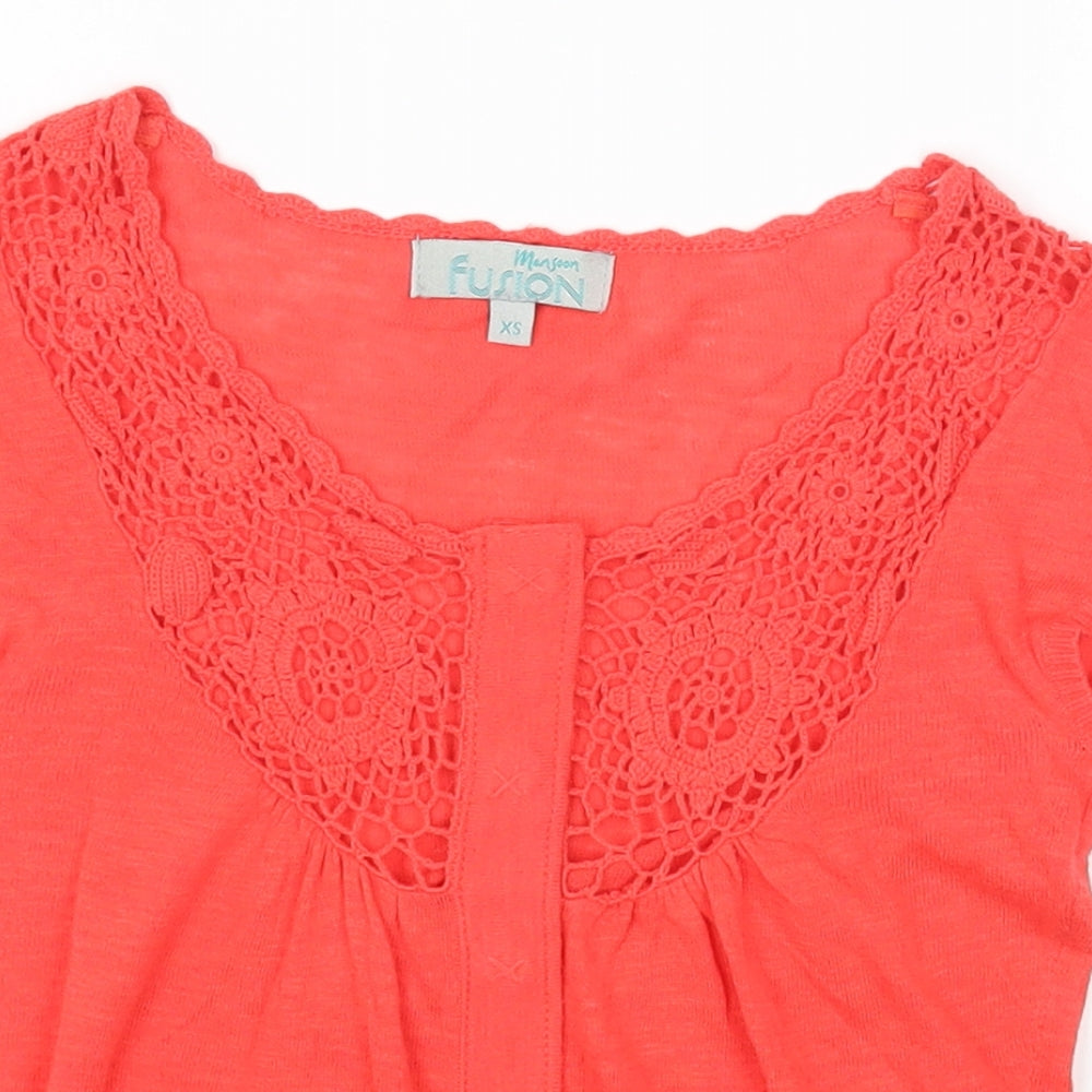 Monsoon Womens Pink Round Neck Cotton Cardigan Jumper Size XS
