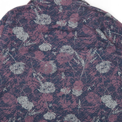 Isle Essentials Womens Multicoloured Collared Floral Polyester Pullover Jumper Size 14