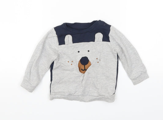 PEP&CO Baby Grey Cotton Pullover Jumper Size 9-12 Months Pullover