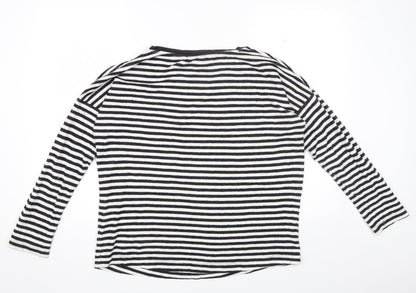 Next Womens Multicoloured Round Neck Striped Cotton Pullover Jumper Size 14