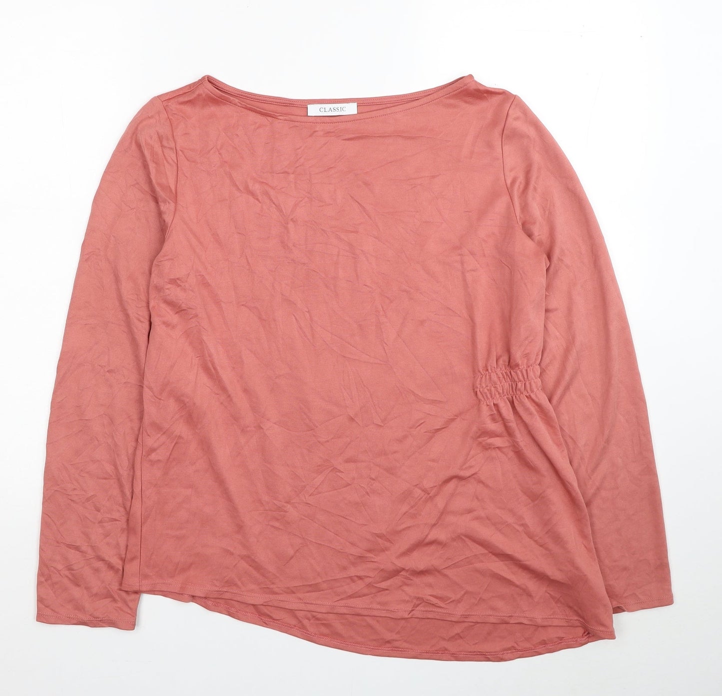 Classic Womens Pink Modal Basic T-Shirt Size 14 Boat Neck - Asymmetric