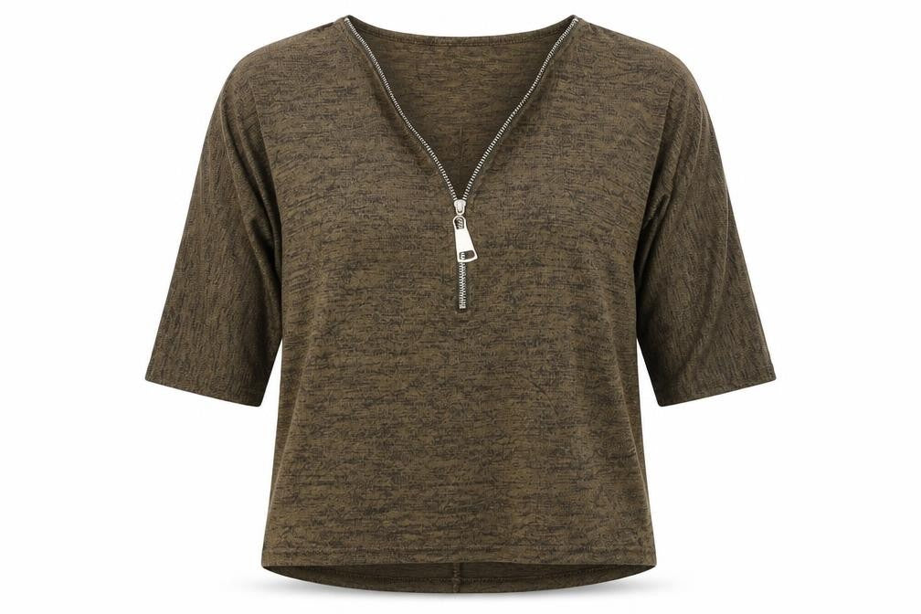 New Look Womens Green Viscose Basic T-Shirt Size S V-Neck
