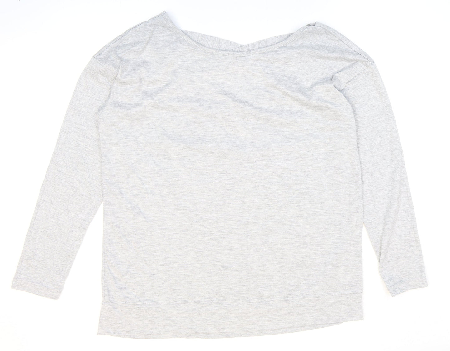 Gaiam Womens Grey Polyester Basic T-Shirt Size M Boat Neck