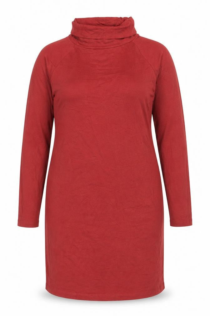 Boohoo Womens Red Cotton Bodycon Size 14 Roll Neck Pullover