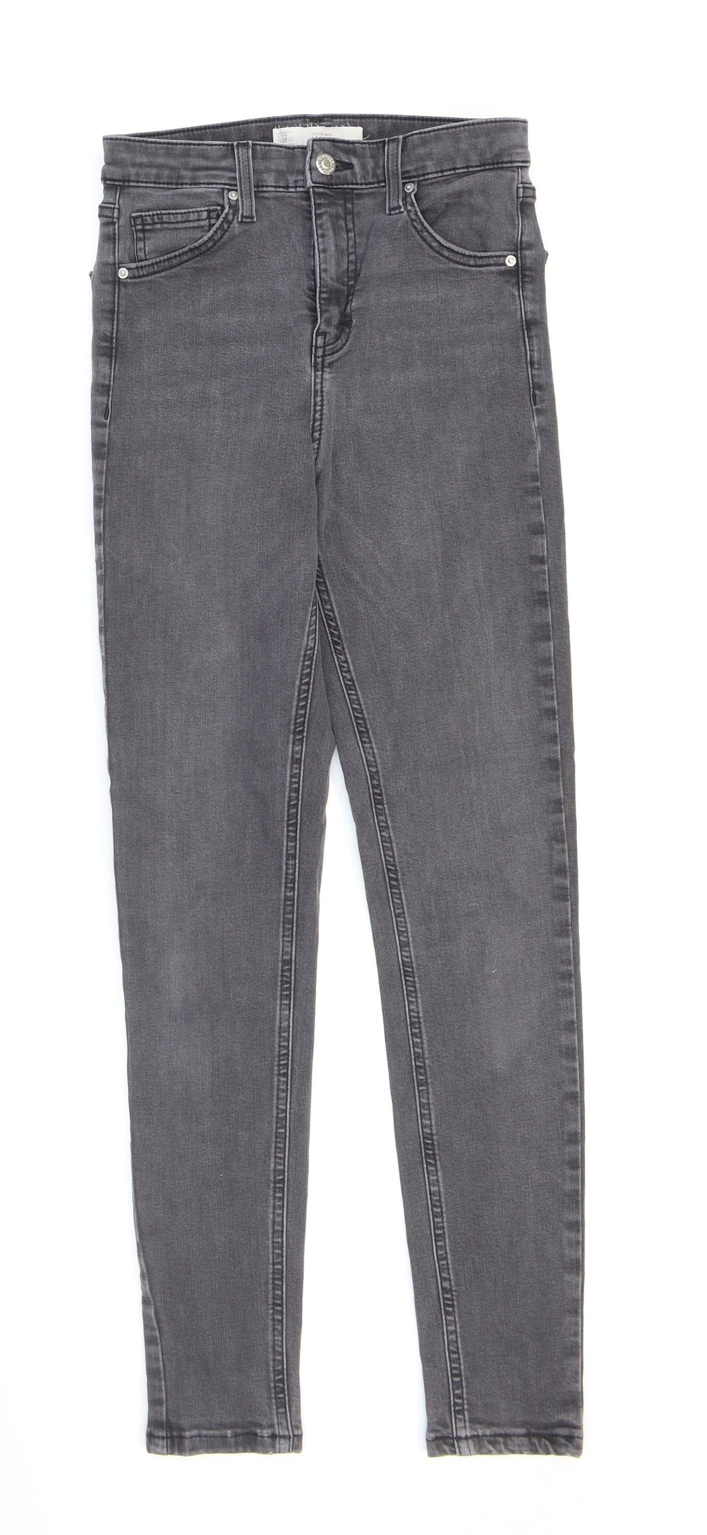 Topshop Womens Grey Cotton Skinny Jeans Size 28 in L32 in Regular Zip