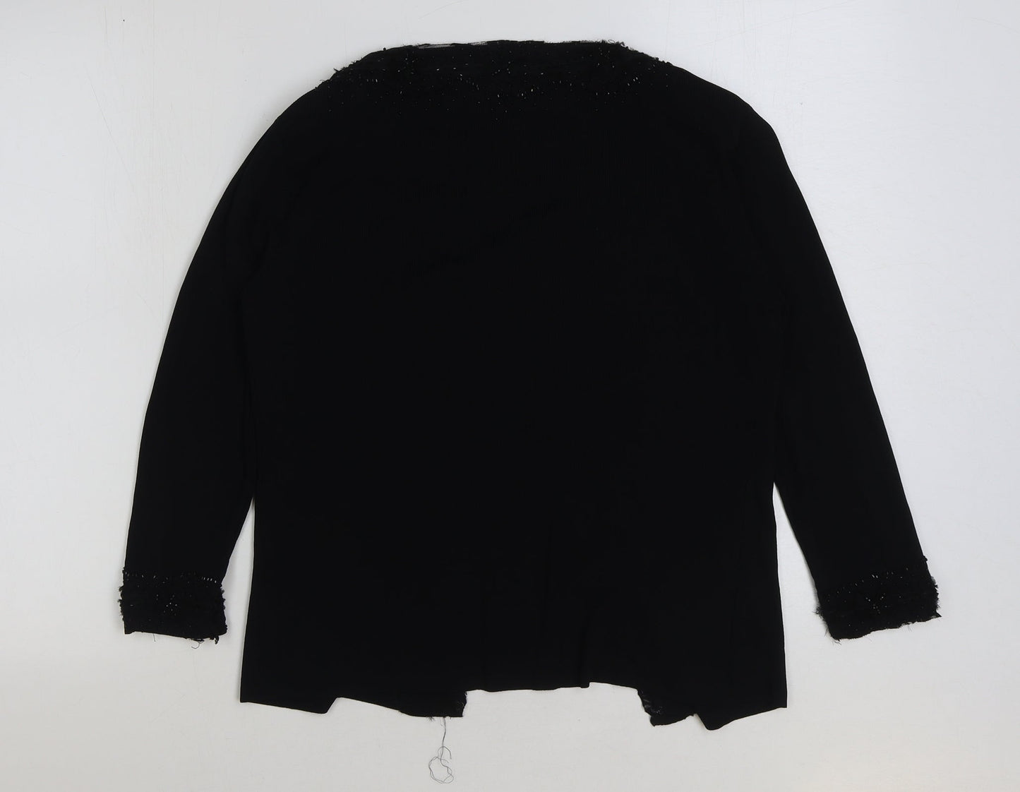 Roman Womens Black V-Neck Polyester Cardigan Jumper Size S
