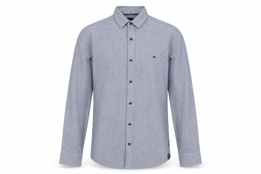 Only & Sons Mens Blue Polyester Button-Up Size S Collared Button