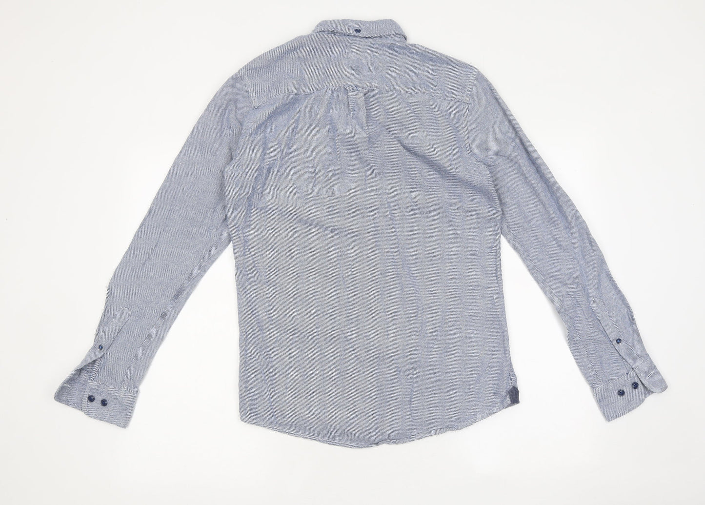 ONLY & SONS Mens Blue Polyester Button-Up Size S Collared Button