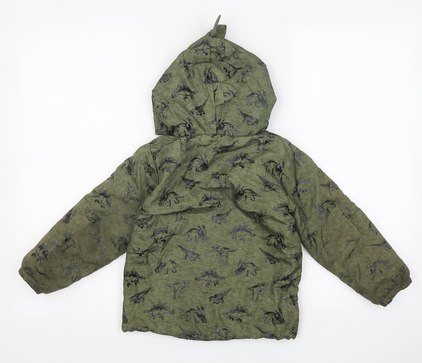 Mick Mack Boys Green Geometric Jacket Size 4 Years Zip - Dinosaur