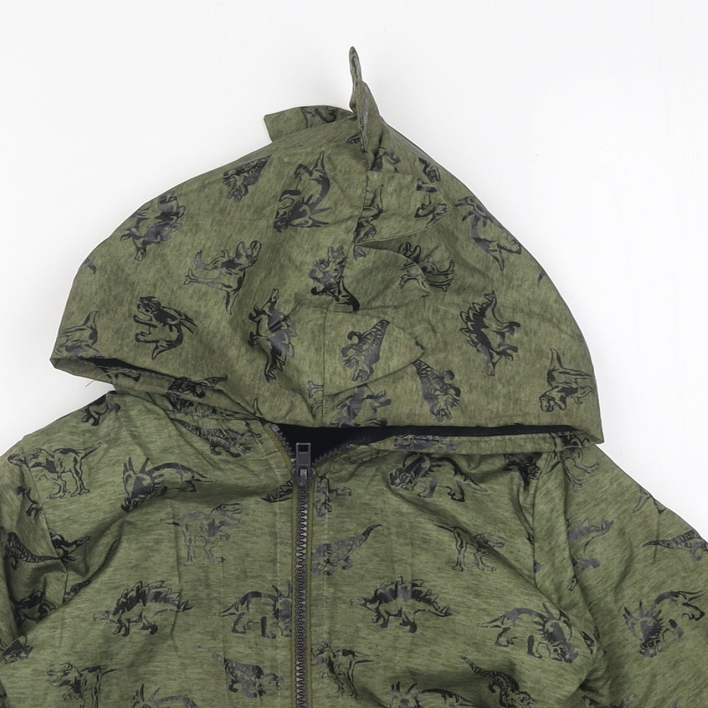 Mick Mack Boys Green Geometric Jacket Size 4 Years Zip - Dinosaur