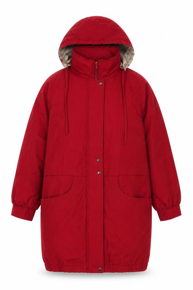 Preworn Womens Red Overcoat Coat Size 12 Zip
