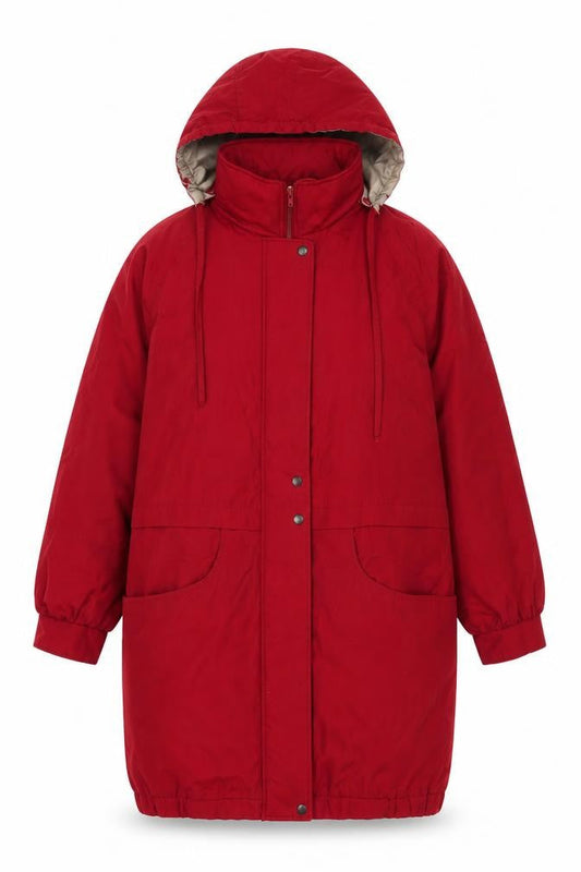 Preworn Womens Red Overcoat Coat Size 12 Zip