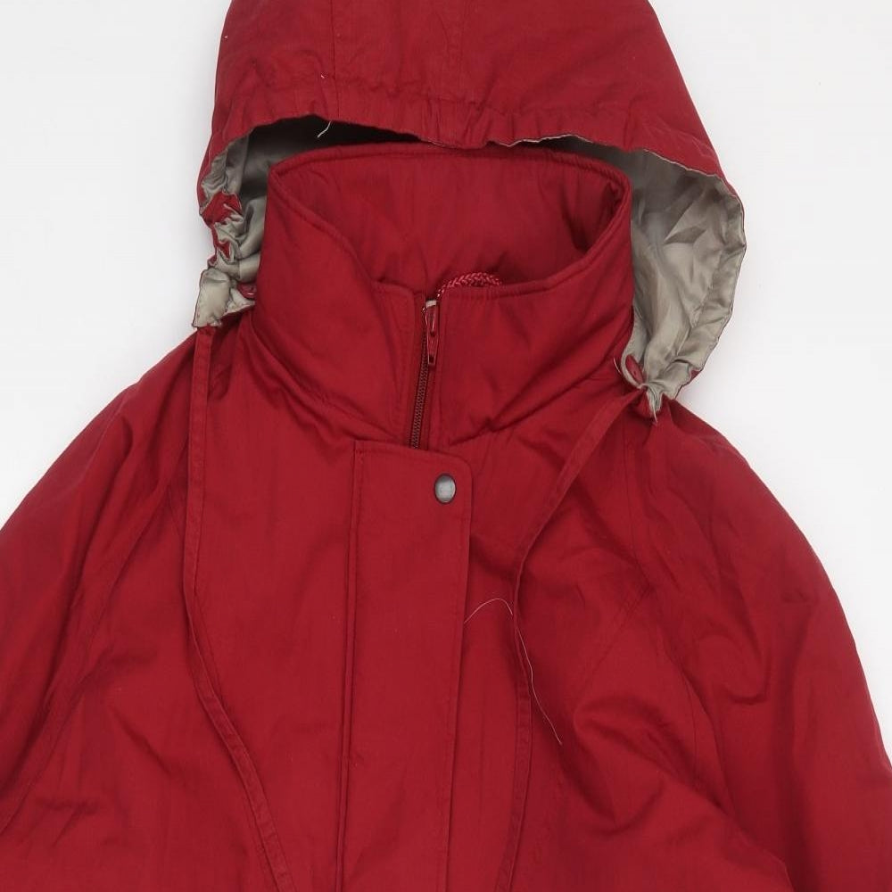 Preworn Womens Red Overcoat Coat Size 12 Zip