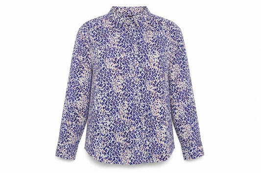 Marks and Spencer Womens Multicoloured Animal Print Polyester Jersey Button-Up Size 14 Collared - Leopard Print