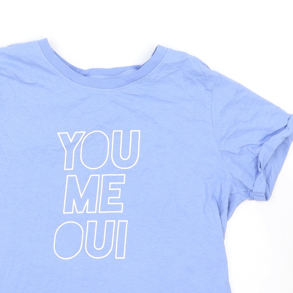 Paramour Womens Blue Cotton Basic T-Shirt Size 12 Round Neck - You Me Oui