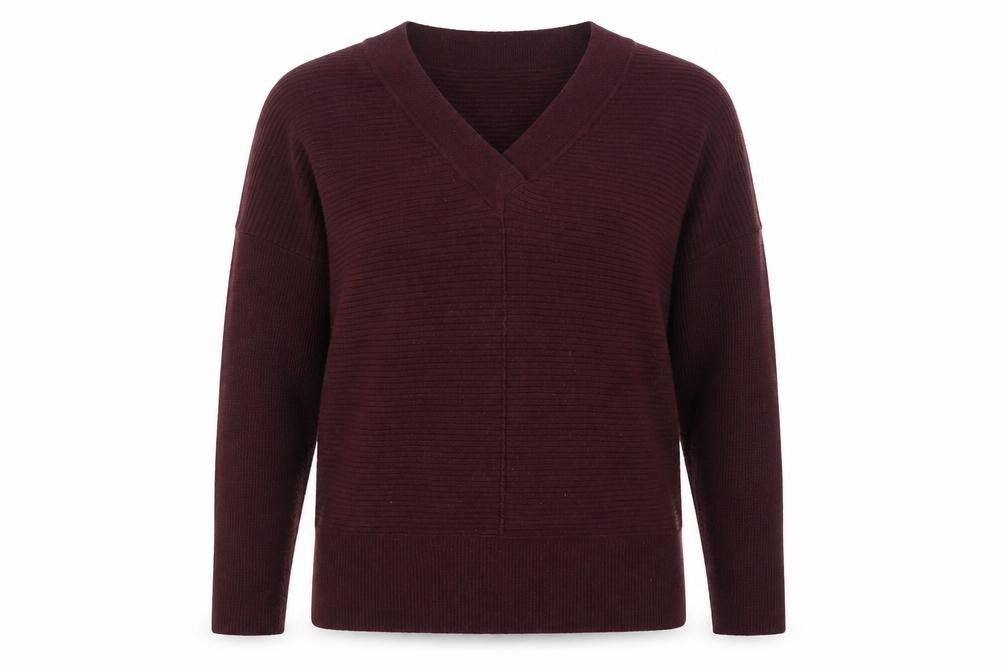 F&F Womens Purple V-Neck Acrylic Pullover Jumper Size 12