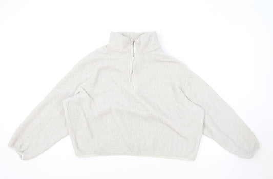 H&M Womens Grey High Neck Polyester Henley Jumper Size S