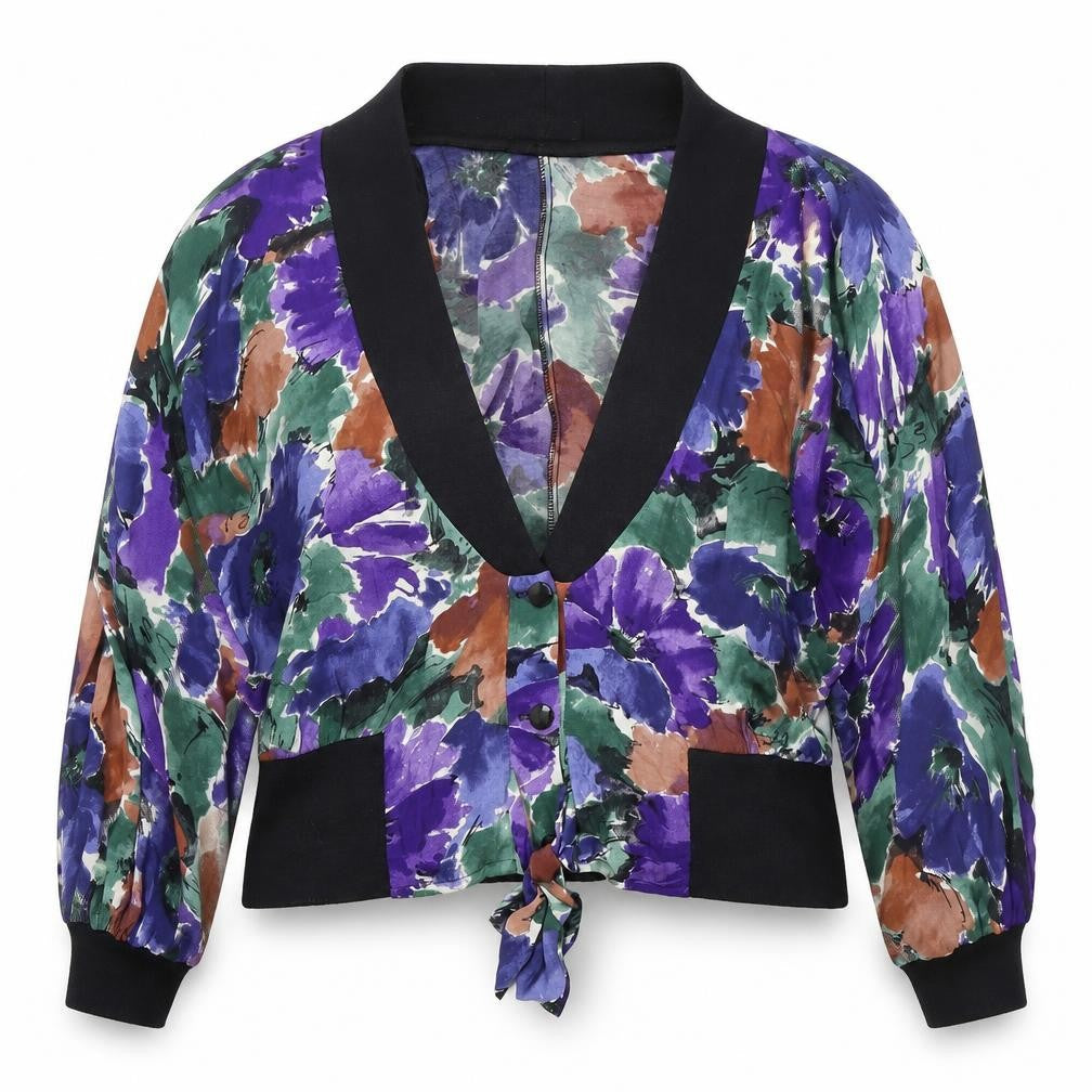 House of Fraser Womens Multicoloured Geometric Jacket Size 14 Button - Elasticated Collar