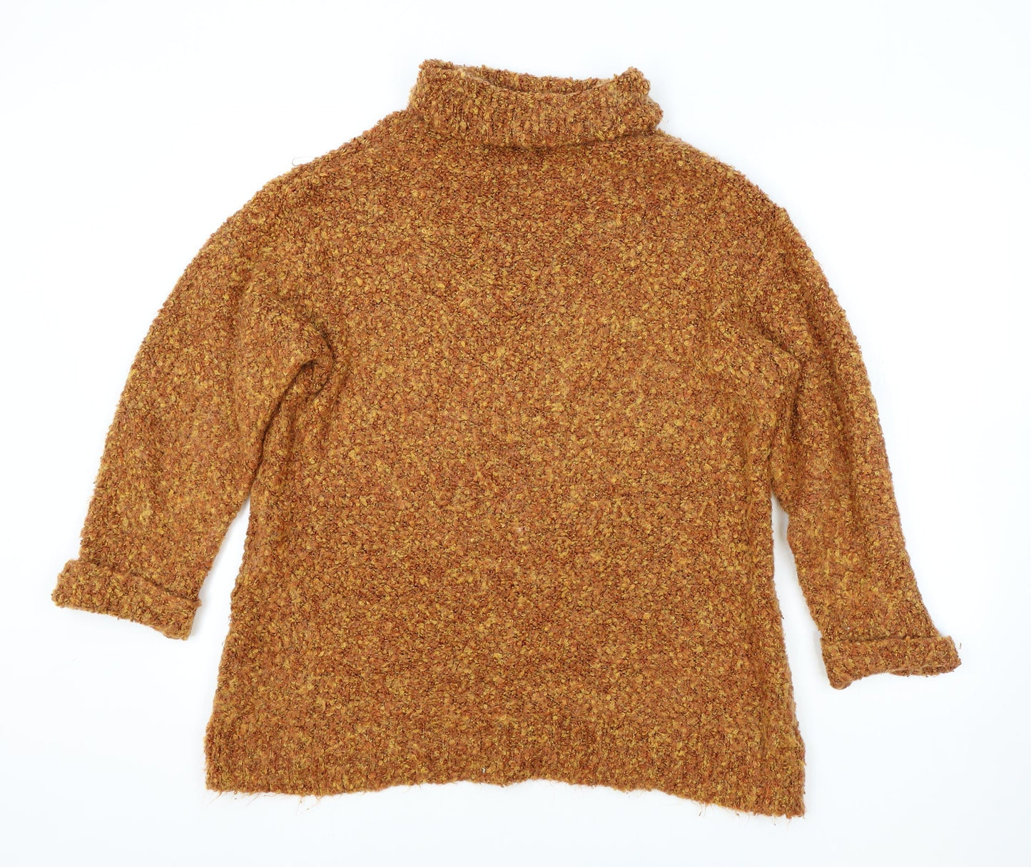 Preworn Womens Orange Roll Neck Acrylic Pullover Jumper Size 8