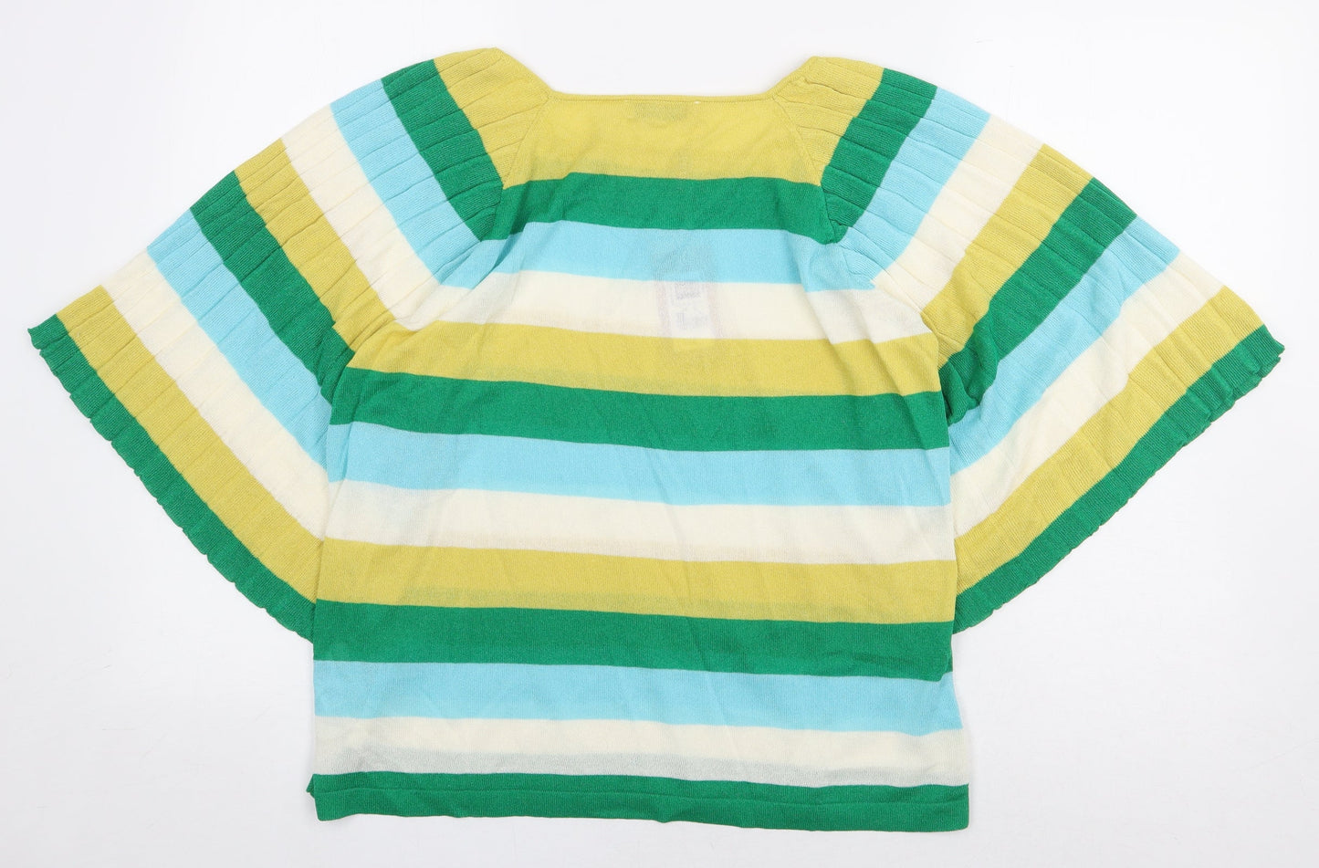 Gallery Womens Multicoloured Striped Viscose Basic Blouse Size M Boat Neck - Ribbed Balloon Sleeve