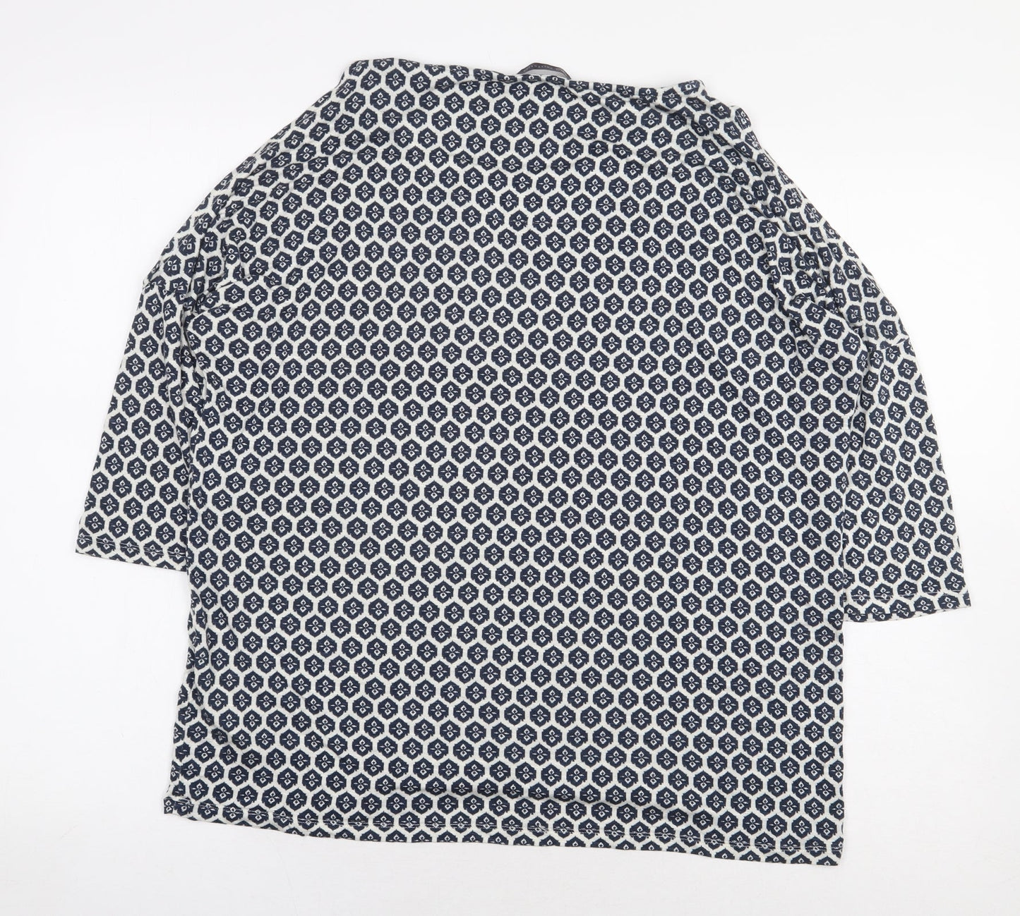 Marks and Spencer Womens White Geometric Viscose Basic Blouse Size 16 Boat Neck - Cold Shoulder
