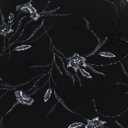 Saloos Womens Black Floral Polyester Basic Blouse Size 2XL V-Neck